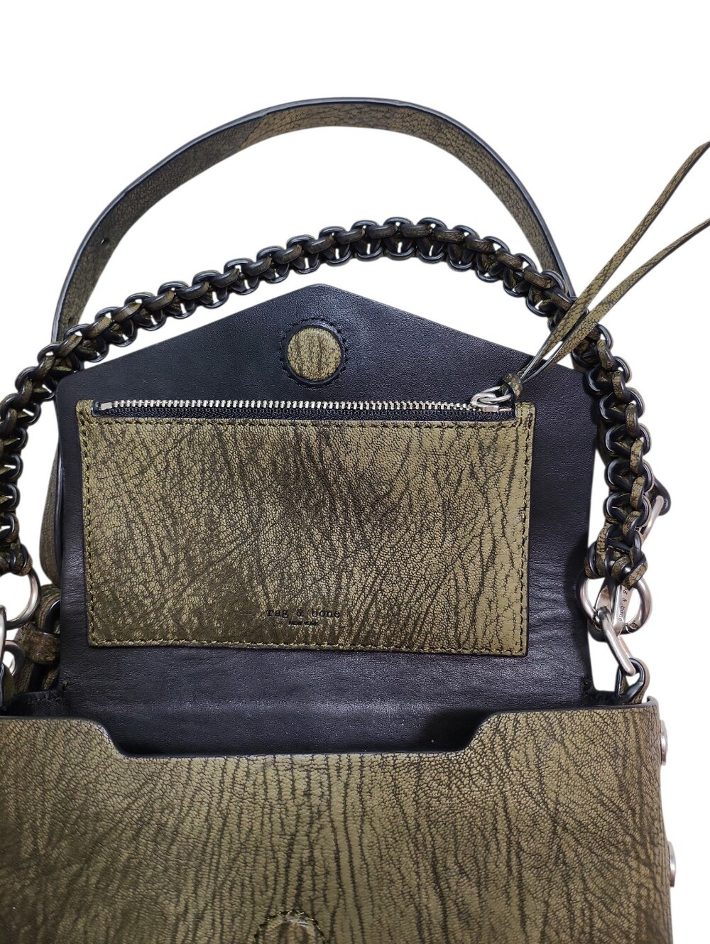 Rag & Bone Atlas shoulder bag in a military green textured leather - Picture 11 of 16